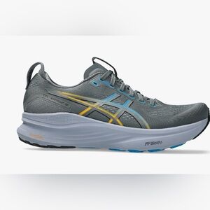 ASICS Gel-Kayano Gray with Yellow and Blue Accents